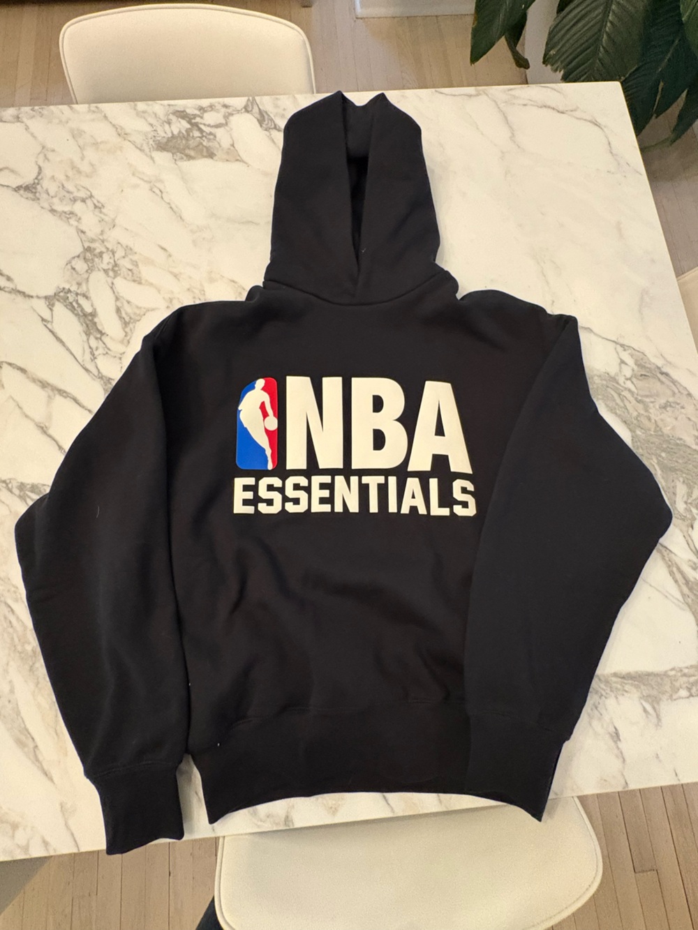 Essentials Black NBA Hoodie with Red & Blue Logo